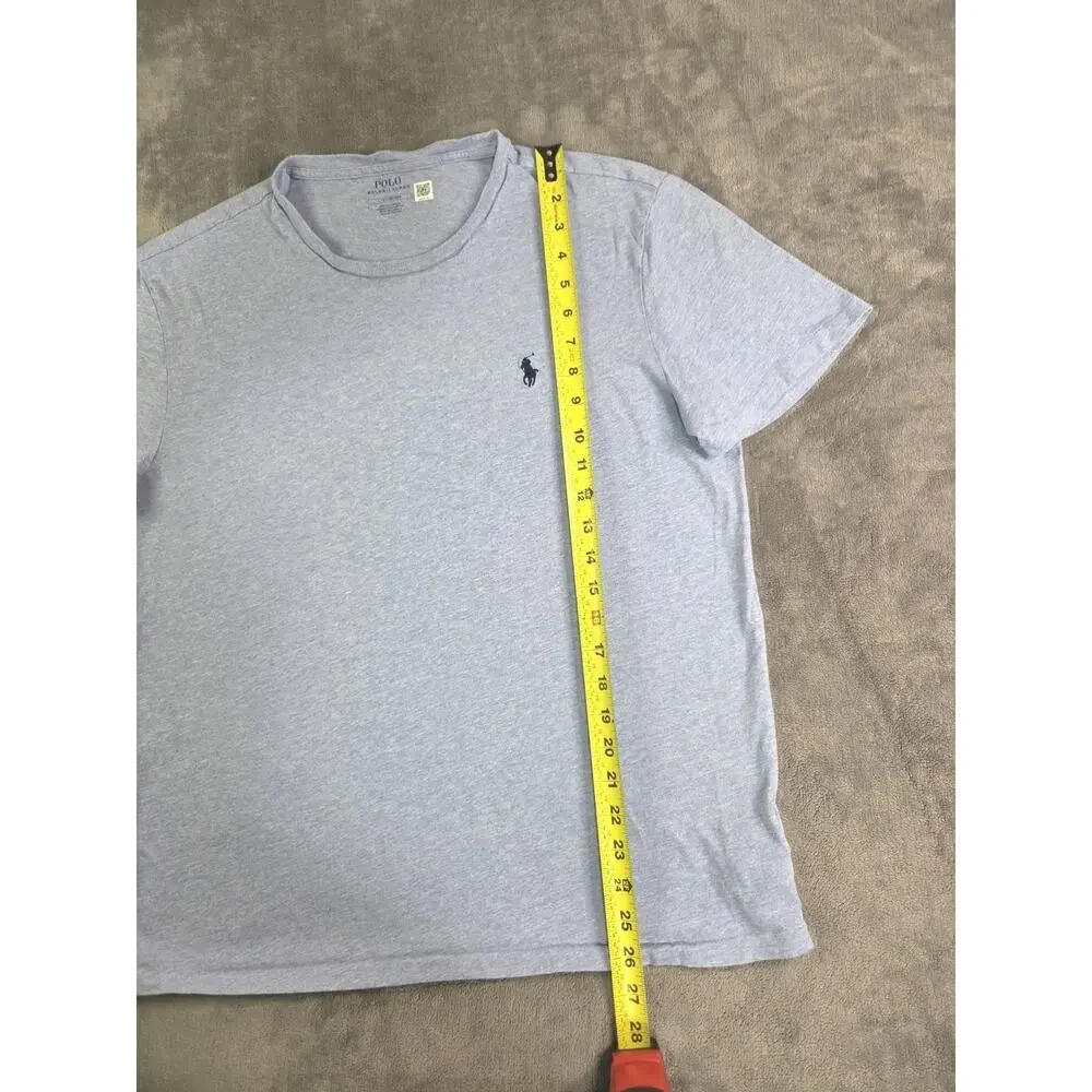 Polo Ralph Lauren T-Shirt Mens Sz L Blue Heathered Cotton Crewneck Pony Logo C40